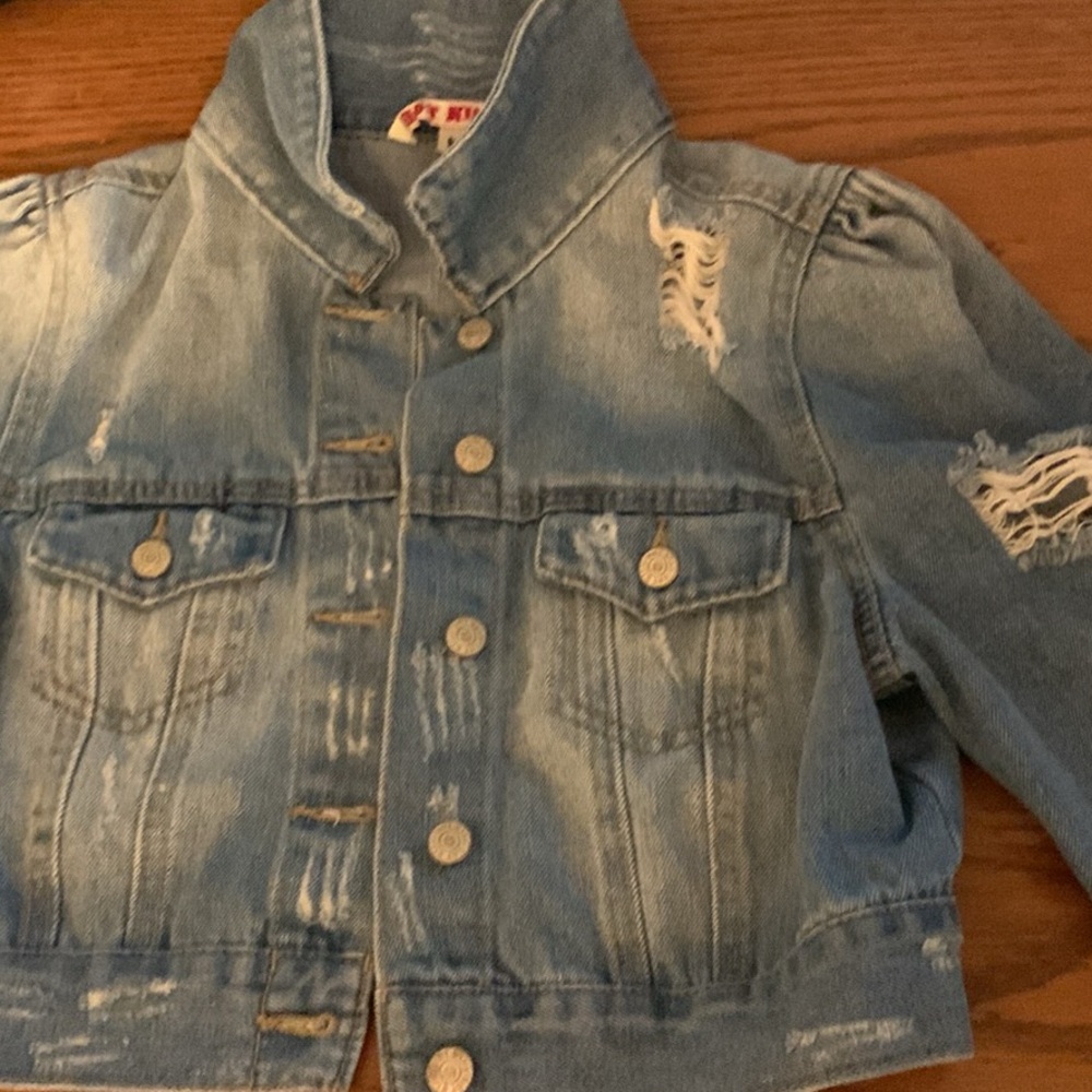 Hot Kiss Light Blue Distressed Kids Jean Jacket